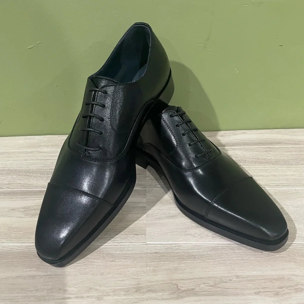 Firmani Classic Black Men's Dress Shoes leather calf captoe Oxford